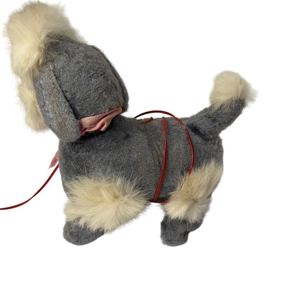 Vintage Cute Poodle Walking Animal Dog Toy Battery Operated Gray White 1940-1950 - Picture 1 of 6